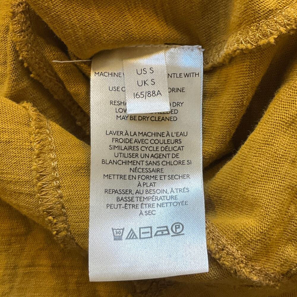 Anthropologie Top Womens Small Mustard Yellow Cotton Ruffle V Neck Long Sleeve - Picture 6 of 10